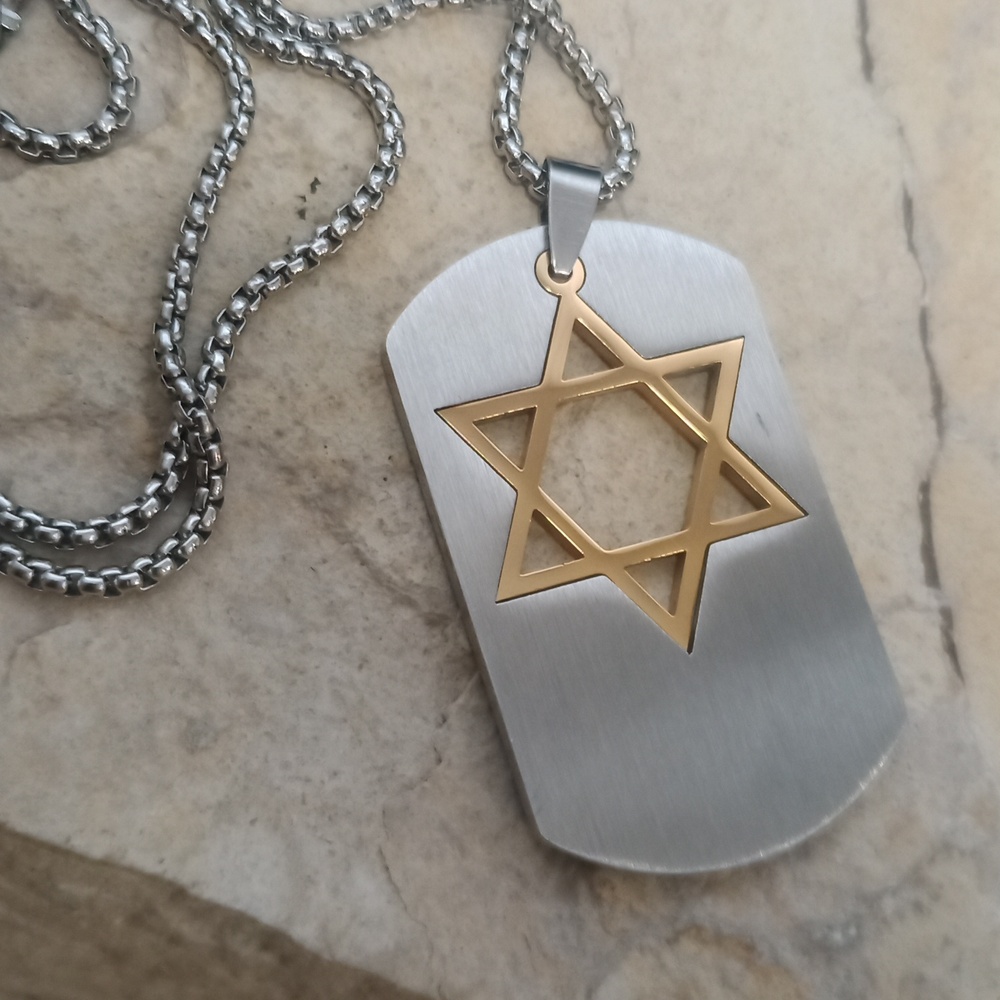 Stainless steel gold star tag necklace - Picture 1 of 6